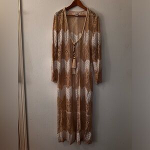 Venus XL Lace Duster Beaded Rope Tassels White/Cream